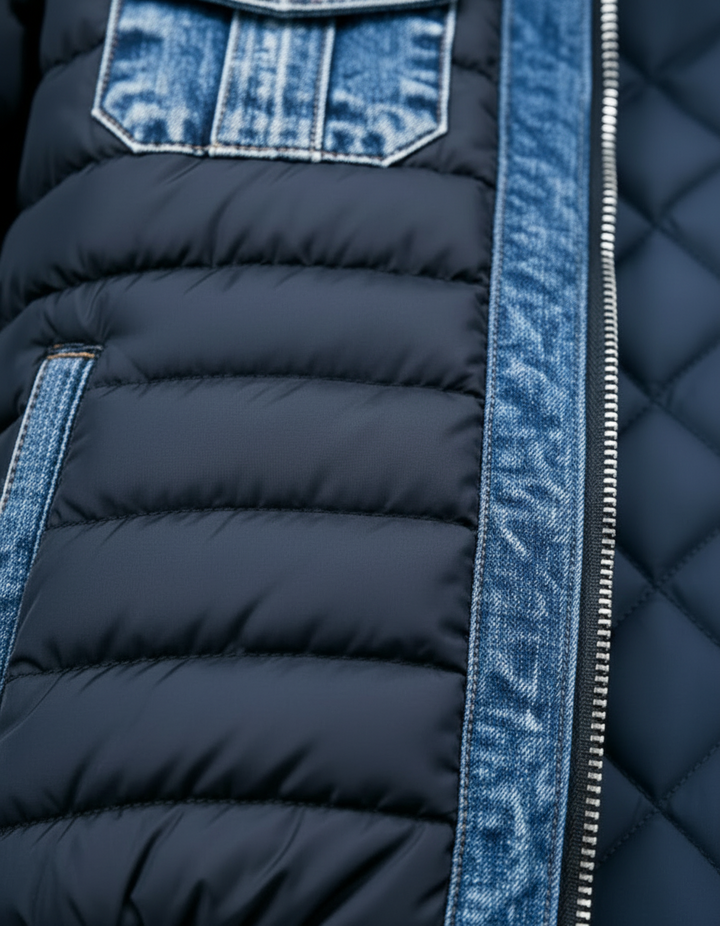 KINGSLEY AND ROW LONDON™ | QUILTED DENIM JACKET WITH HYBRID DESIGN