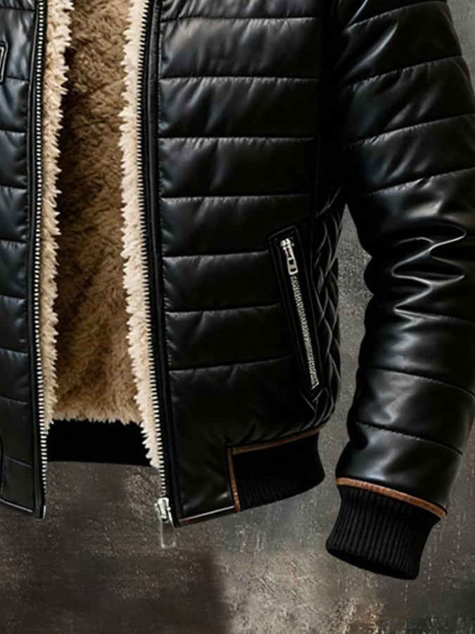KINGSLEY AND ROW LONDON™ | Black Quilted Jacket Featuring Cozy Sherpa Lining